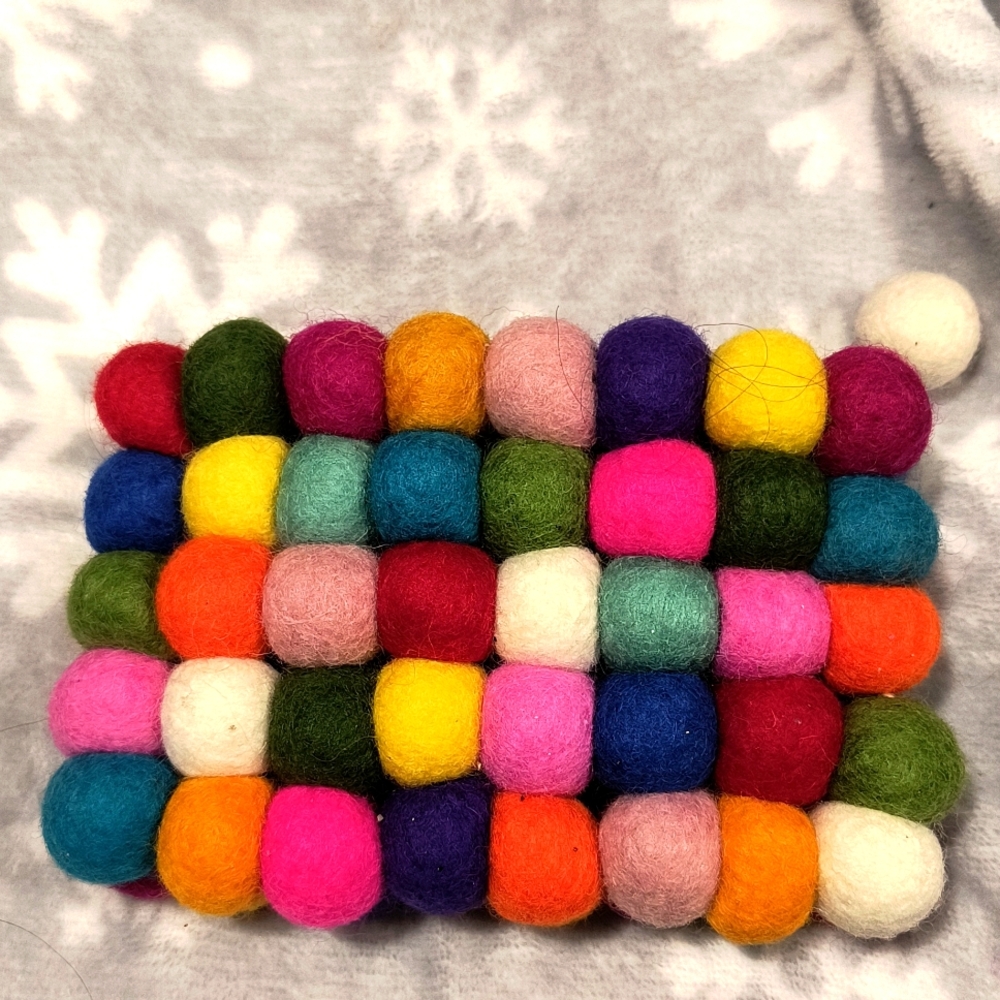 HMM Wool zippered pouch, made in Nepal, 7" x 4.5"